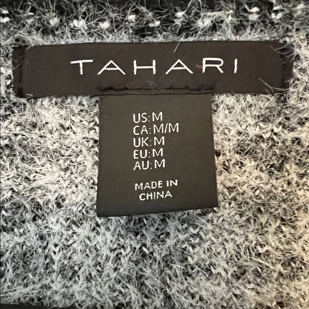 Tahari Black and White Houndstooth Cardigan - Picture 2 of 6